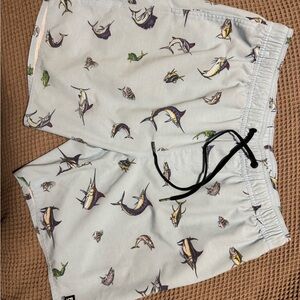 Pelagic Light Gray Fish Print Board Shorts